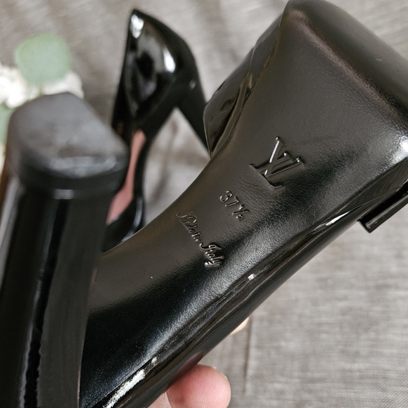 Louis Vuitton Patent Leather Open-Toe Luxury Pump Heels Size 7.5 US (Worn 2x) - Picture 14 of 16